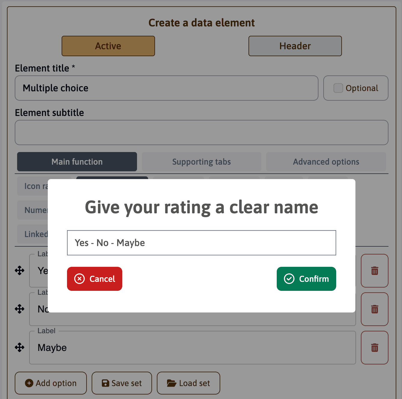 Saving Option Sets