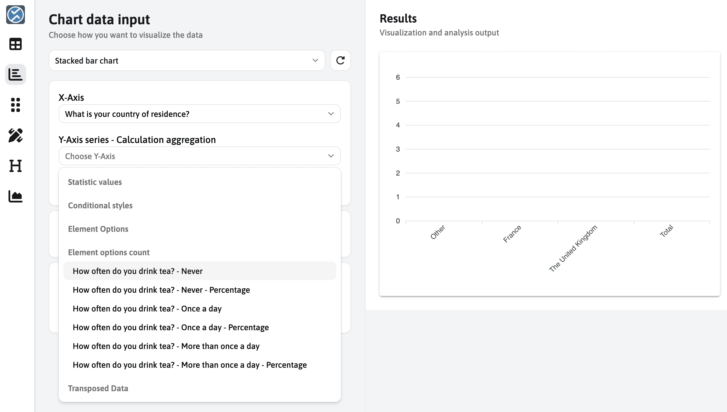 Y-axis series selection