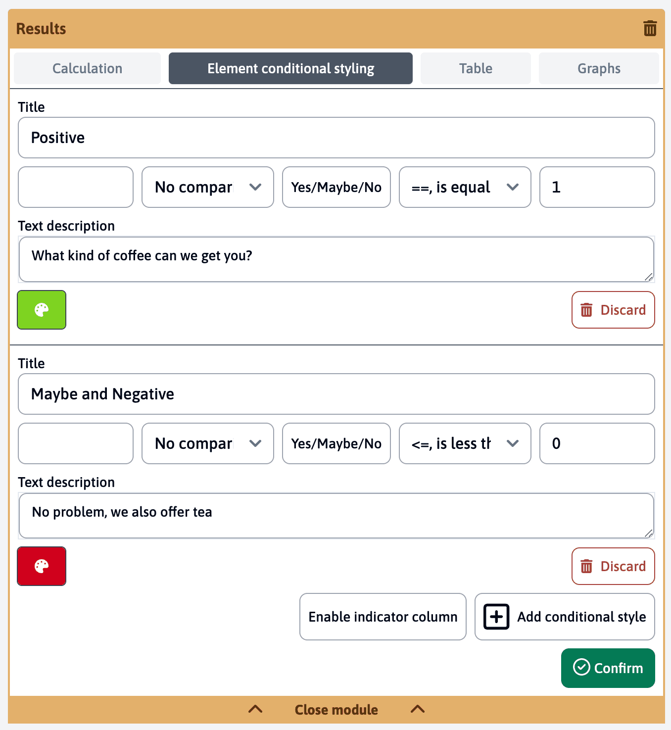 Element Conditional Styles