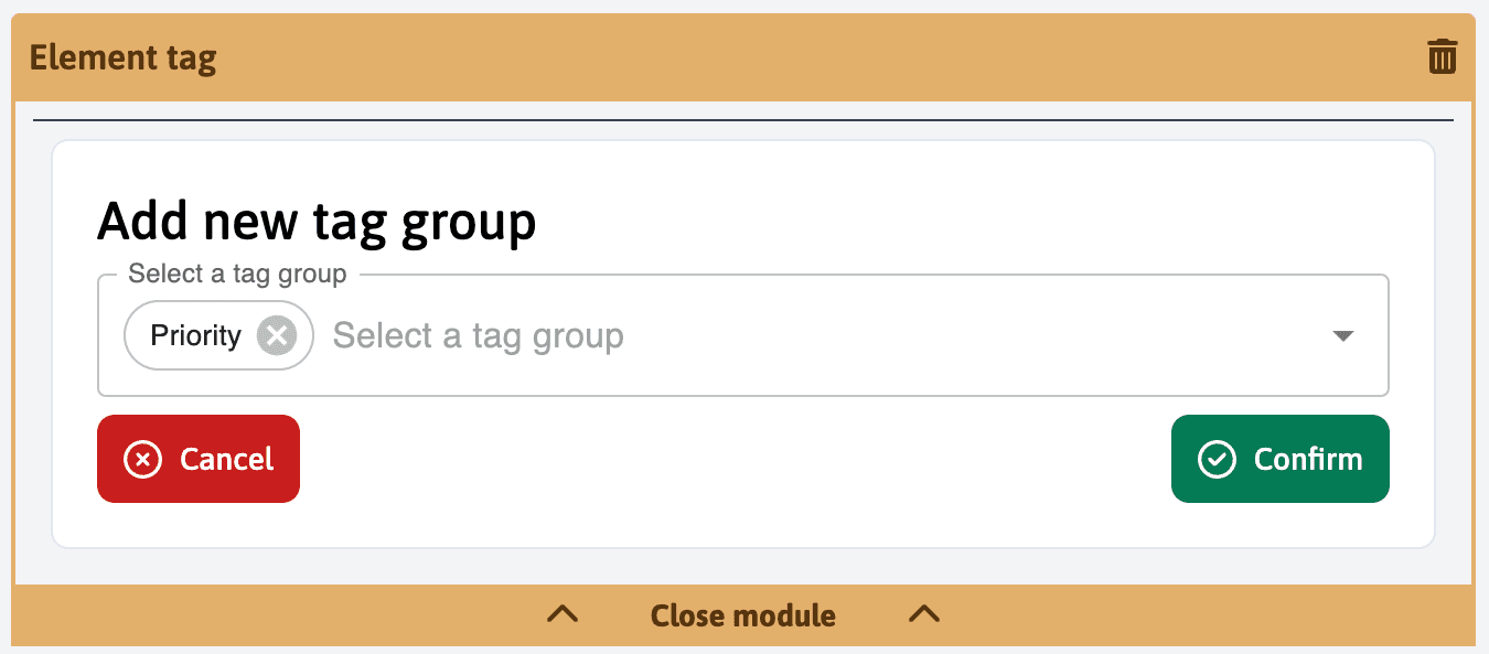 Tag group selection