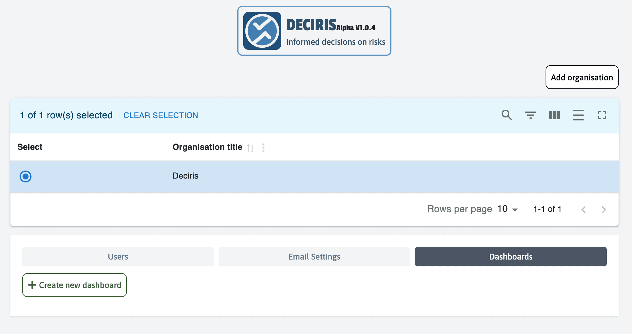 Create Dashboard Button
