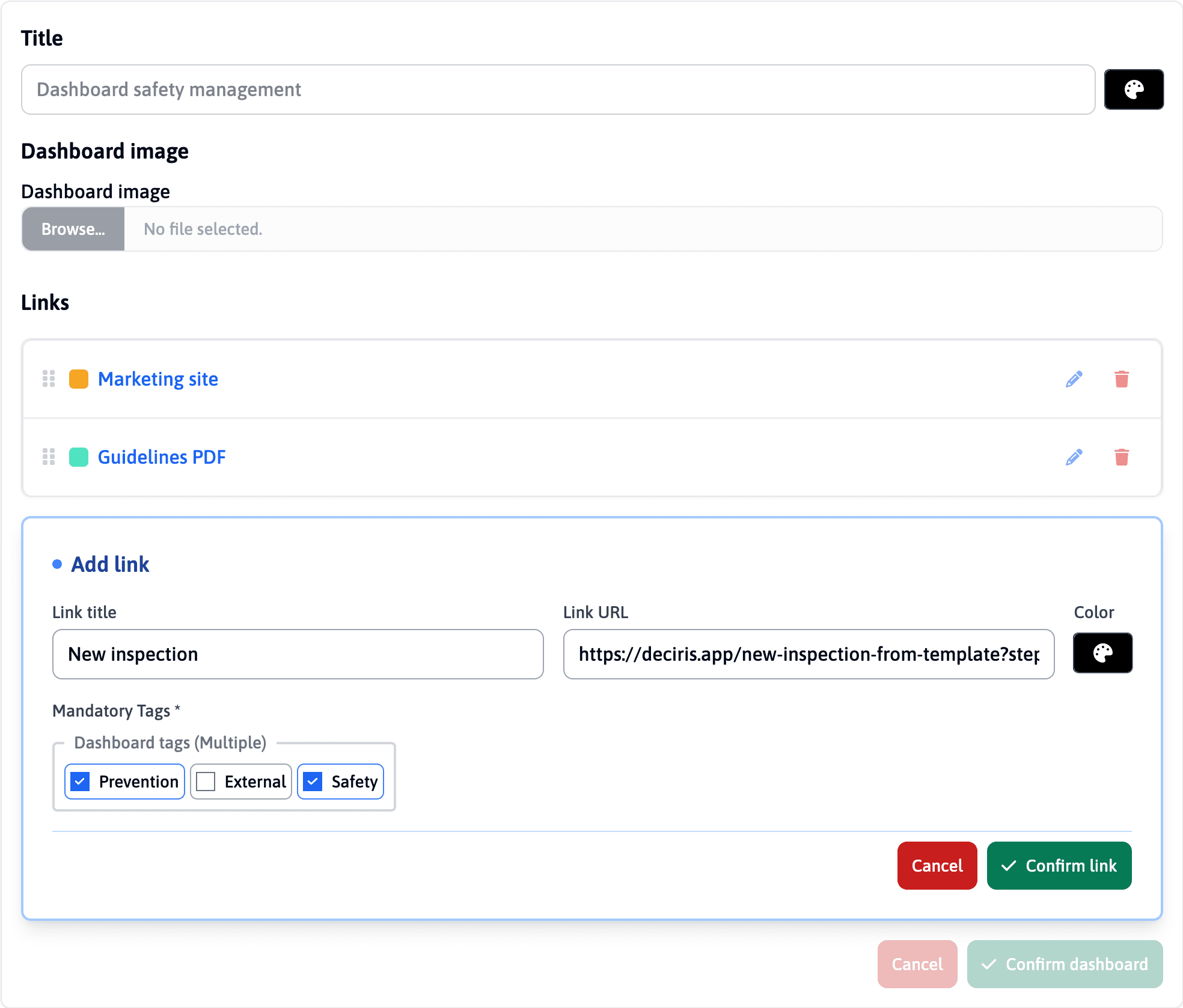 Adding Dashboard Links