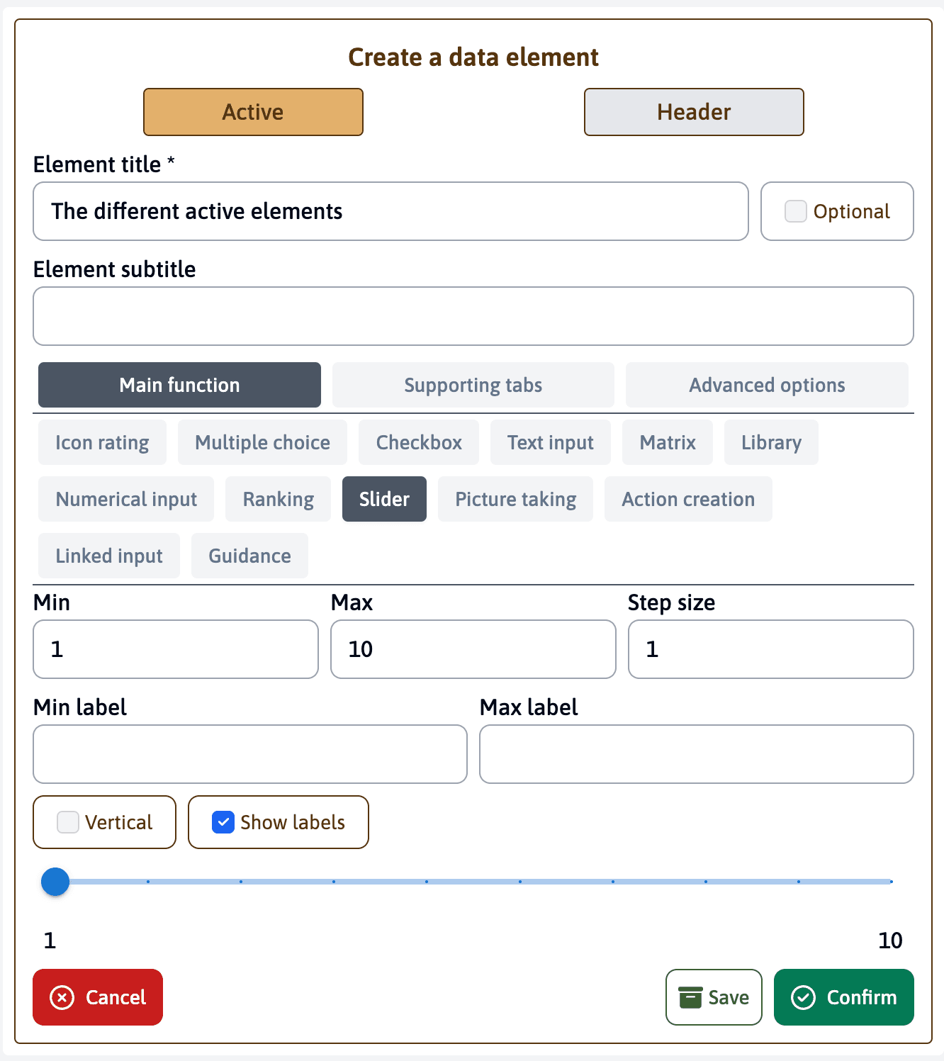 Slider Configuration