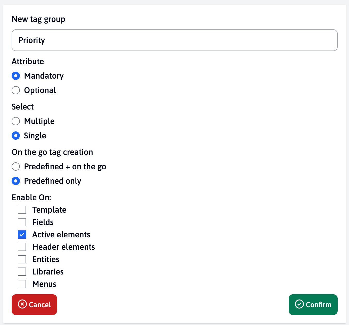 New tag group form